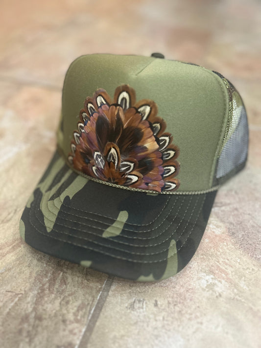 CAMO (DARK) Feathered Trucker Hat