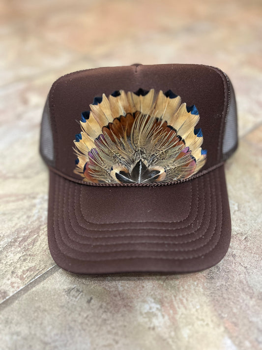 BROWN Feathered Trucker Hat