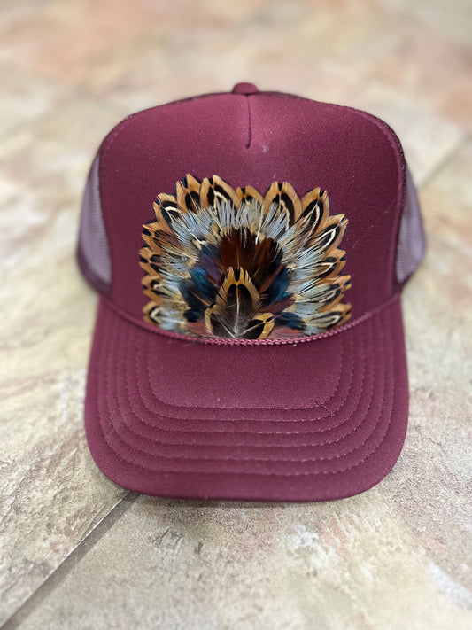 MAROON Feathered Trucker Hat