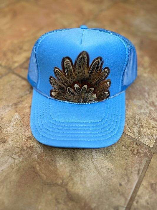 LIGHT BLUE Feathered Trucker Hat
